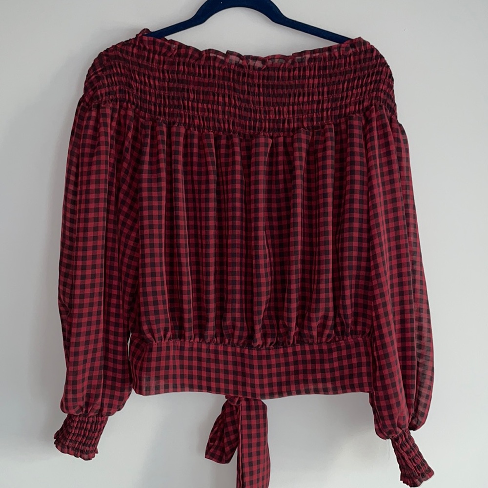 Off the Shoulder Gingham Vici Top Small
